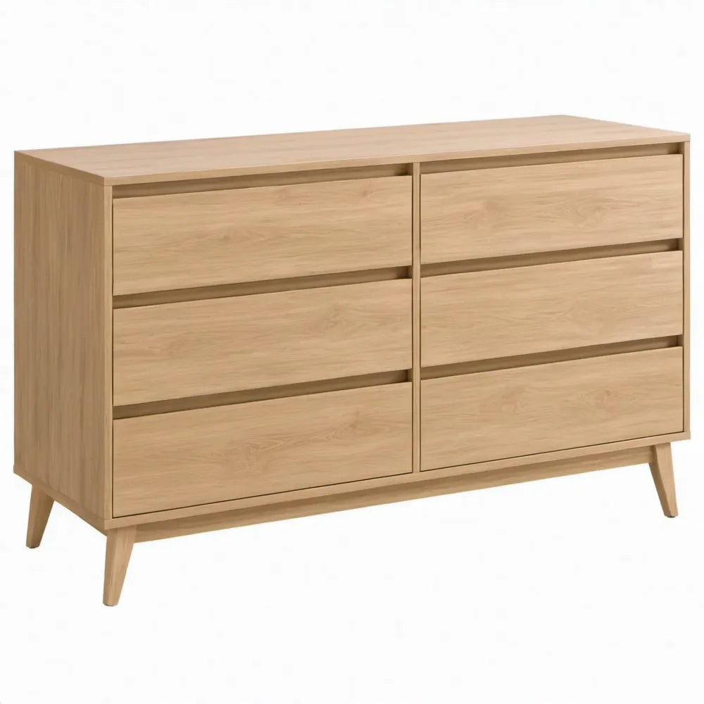 Ladekast met 6 laden 140 x 40 x 80 cm naturel eiken MDF