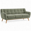 Groene 3-zitsbank met polyester bekleding en houten poten, 200 x 83 x 86 cm