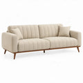 3-zitsbank 210 x 88 x 82 cm Beige met Bruine Houten Poten