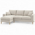 Beige hoekbank met chaise longue links, 230 x 150 x 85 cm, polyester