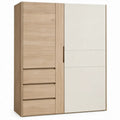 Kledingkast met 2 deuren en 3 laden, 120 x 60 x 200 cm, beige en eikenkleurig